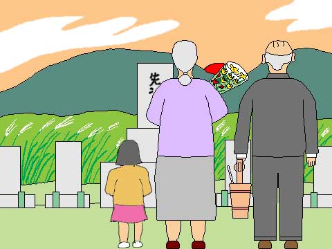先祖代々のお墓のイラスト